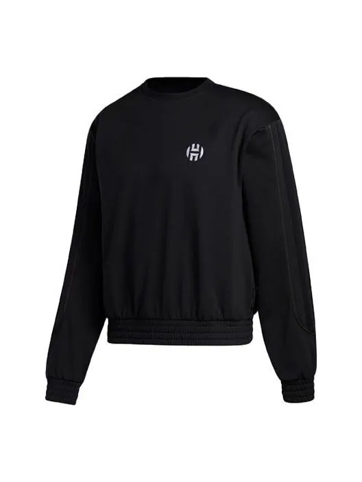 Толстовка adidas Hrd Fleece Crew Basketball Sports Pattern Round Neck Pullover Black — изображение 1 из 4, черный