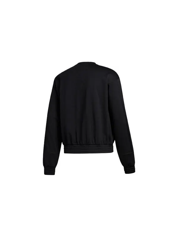 Толстовка adidas Hrd Fleece Crew Basketball Sports Pattern Round Neck Pullover Black — изображение 2 из 4, черный