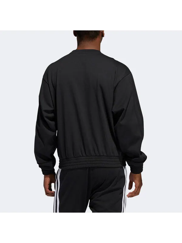 Толстовка adidas Hrd Fleece Crew Basketball Sports Pattern Round Neck Pullover Black — изображение 4 из 4, черный