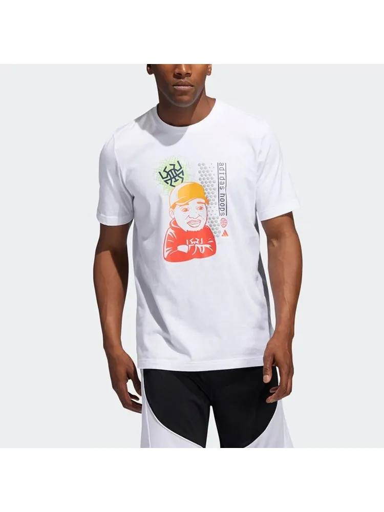 Футболка adidas Donovan Social Casual Basketball Sports Short Sleeve White — изображение 3 из 6, белый