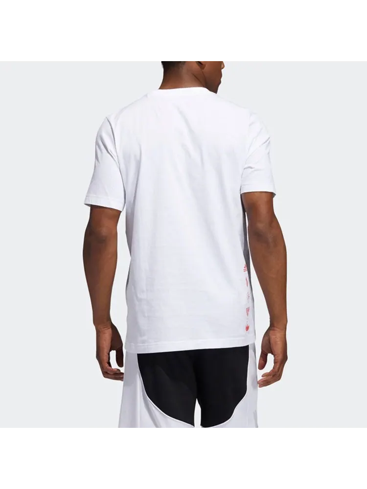 Футболка adidas Donovan Social Casual Basketball Sports Short Sleeve White — изображение 4 из 6, белый