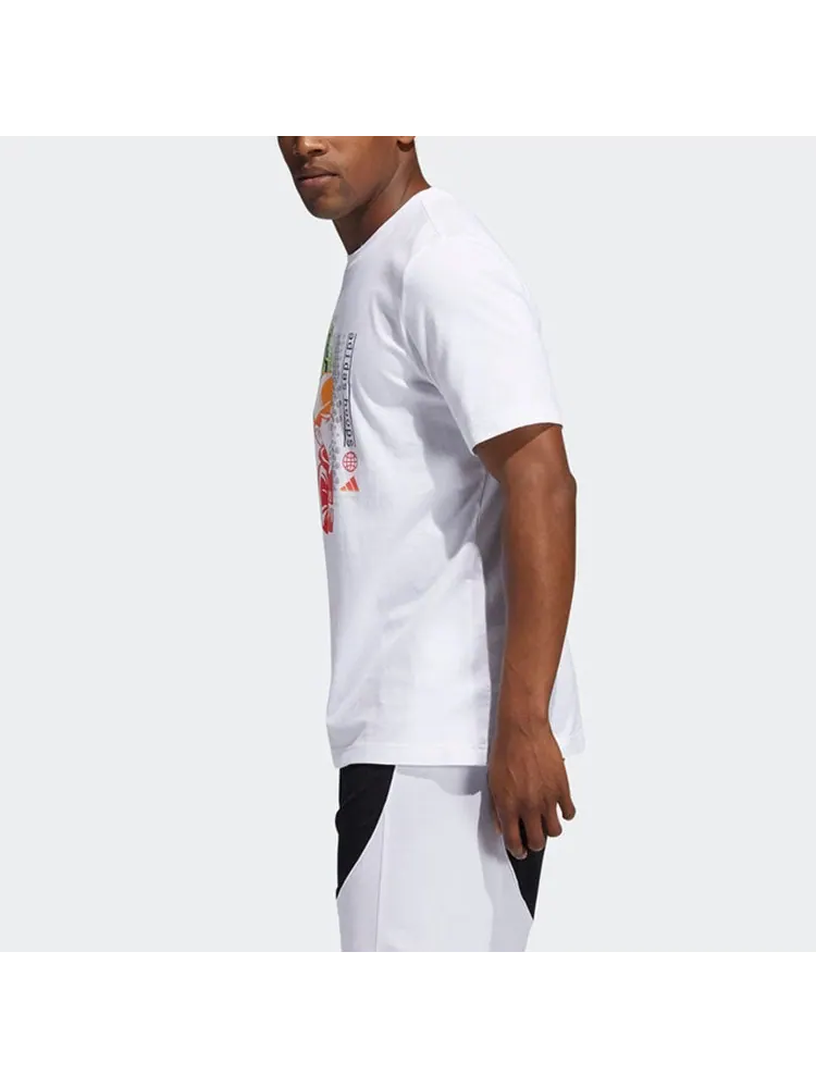 Футболка adidas Donovan Social Casual Basketball Sports Short Sleeve White — изображение 5 из 6, белый