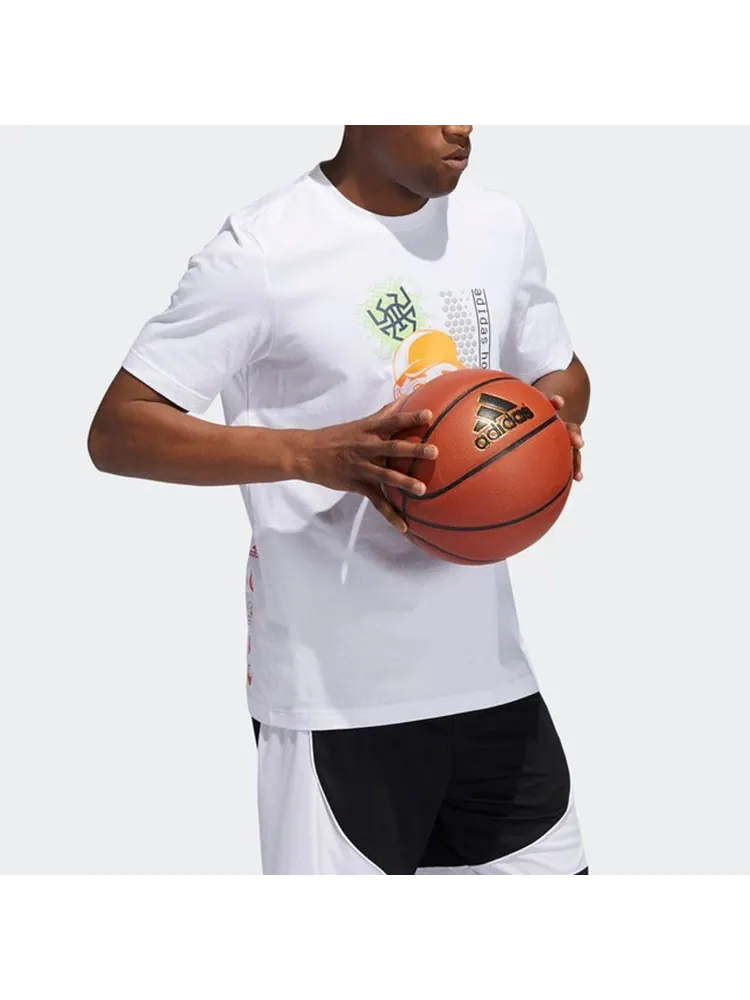 Футболка adidas Donovan Social Casual Basketball Sports Short Sleeve White — изображение 6 из 6, белый