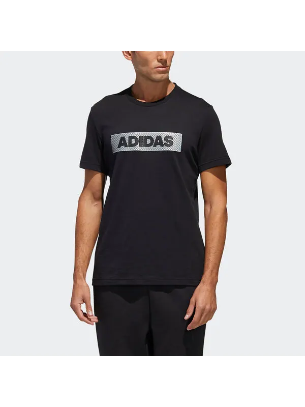 Футболка m gfx t lng box логотип печать спортивная круглая горловина короткий рукав Adidas — изображение 2 из 2, черный