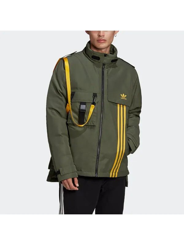 Пуховик adidas originals Back Large logo Cargo Sports Down Jacket Basic Green — изображение 2 из 4, зеленый