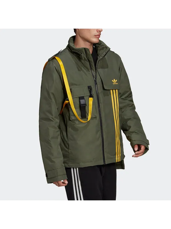 Пуховик adidas originals Back Large logo Cargo Sports Down Jacket Basic Green — изображение 3 из 4, зеленый