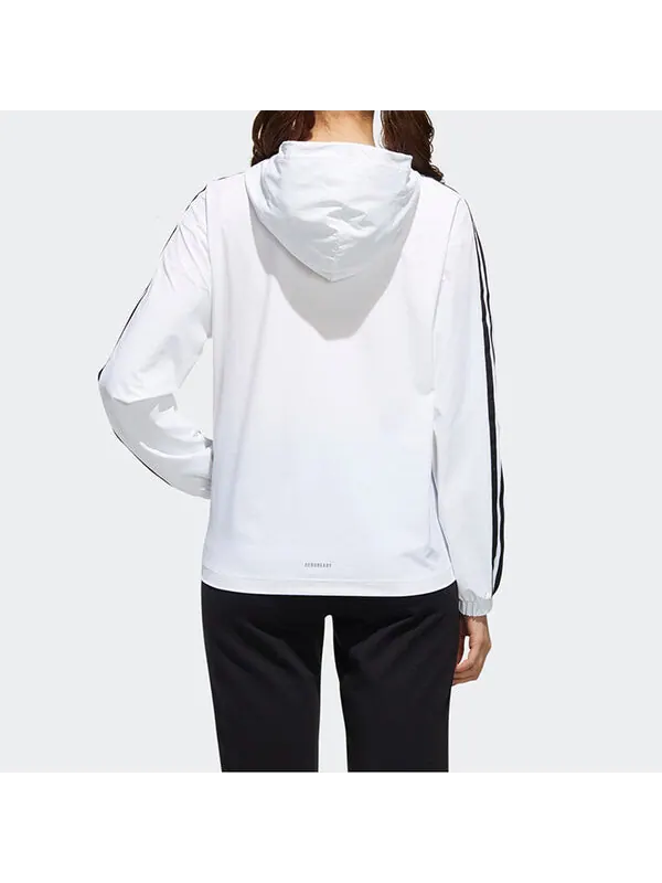 Ветровки neo w esntl 3s wb спортивная куртка с капюшоном белая Adidas — изображение 3 из 4, белый