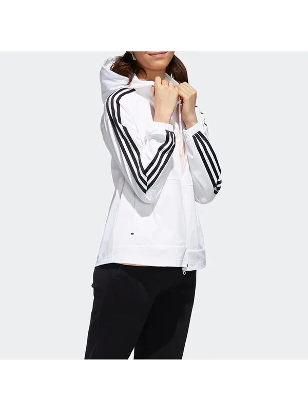 Ветровки neo w esntl 3s wb спортивная куртка с капюшоном белая Adidas — изображение 4 из 4, белый