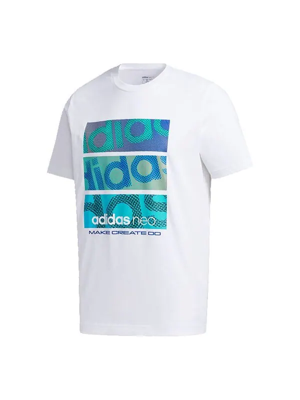Футболка neo m fav tcns tee1 alphabet printing sports short sleeve white Adidas — изображение 1 из 4, белый