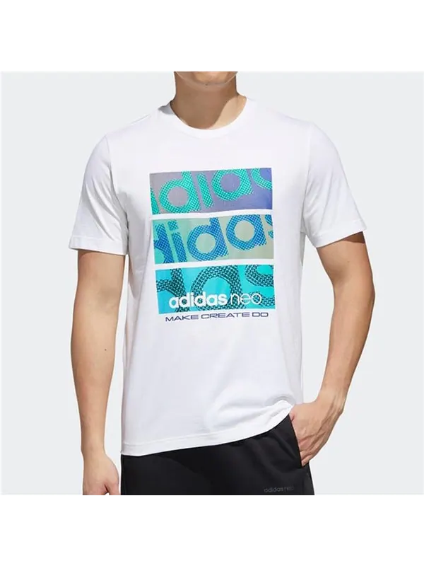 Футболка neo m fav tcns tee1 alphabet printing sports short sleeve white Adidas — изображение 3 из 4, белый