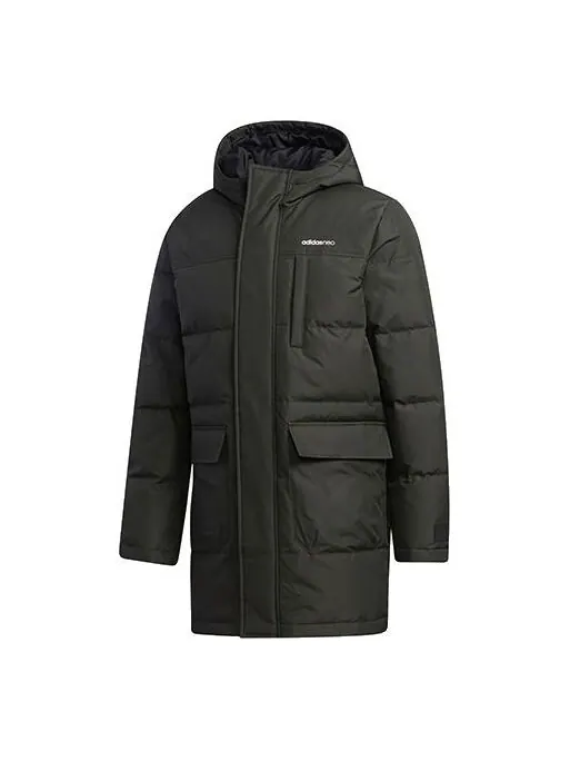 Пуховик adidas neo M Wint Dwn Prka Windproof Stay Warm mid-length Sports hooded down Jacket Brown — изображение 1 из 4