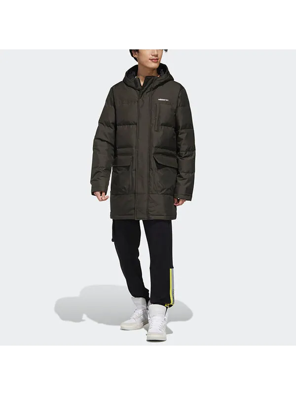 Пуховик adidas neo M Wint Dwn Prka Windproof Stay Warm mid-length Sports hooded down Jacket Brown — изображение 3 из 4