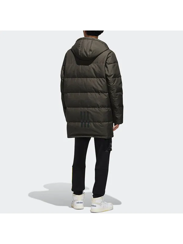 Пуховик adidas neo M Wint Dwn Prka Windproof Stay Warm mid-length Sports hooded down Jacket Brown — изображение 4 из 4