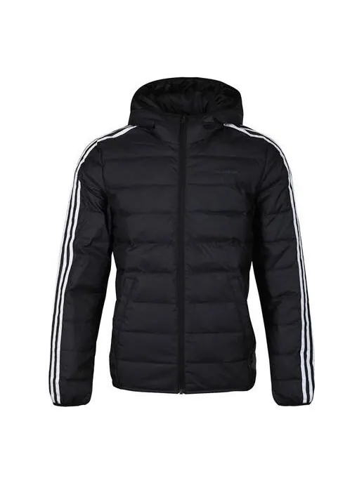 Пуховик adidas neo Windproof Stay Warm Casual hooded Zipper Down Jacket Black — изображение 1 из 4, черный
