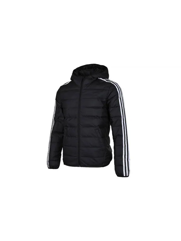 Пуховик adidas neo Windproof Stay Warm Casual hooded Zipper Down Jacket Black — изображение 3 из 4, черный