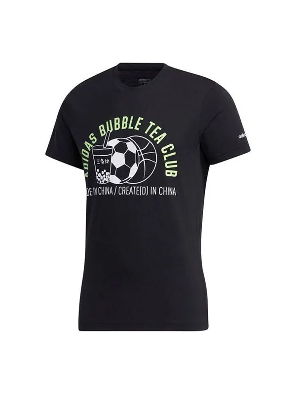Футболка neo m fav jul tee2 printing sports round neck short sleeve black Adidas — изображение 1 из 4, черный