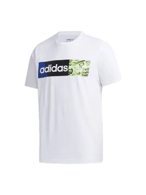 Футболка neo contrasting colors logo printing sports short sleeve white Adidas — изображение 1 из 4, белый