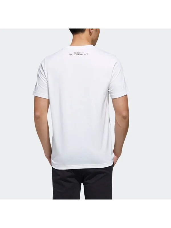 Футболка neo contrasting colors logo printing sports short sleeve white Adidas — изображение 4 из 4, белый