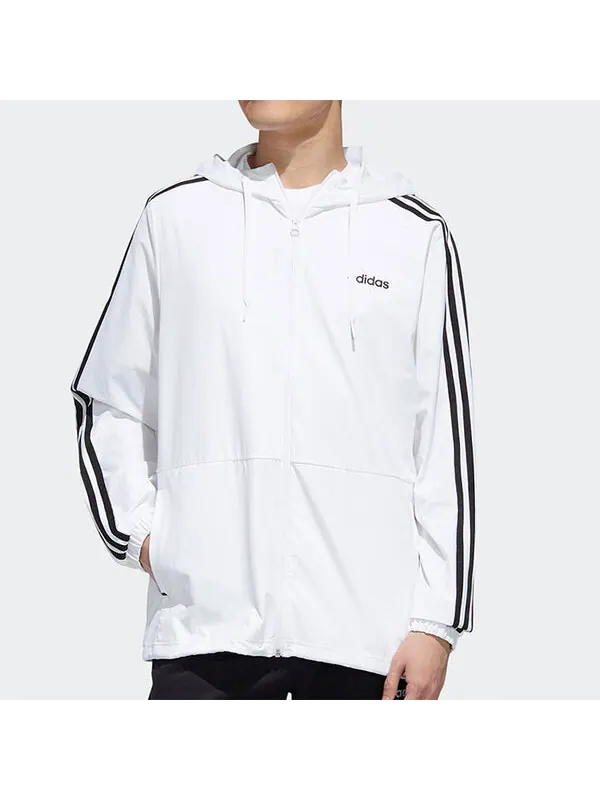 Куртка neo m essential 3-stripes windbreaker - white Adidas — изображение 3 из 4, белый