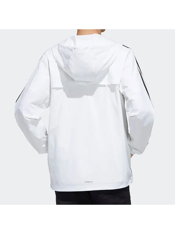 Куртка neo m essential 3-stripes windbreaker - white Adidas — изображение 4 из 4, белый