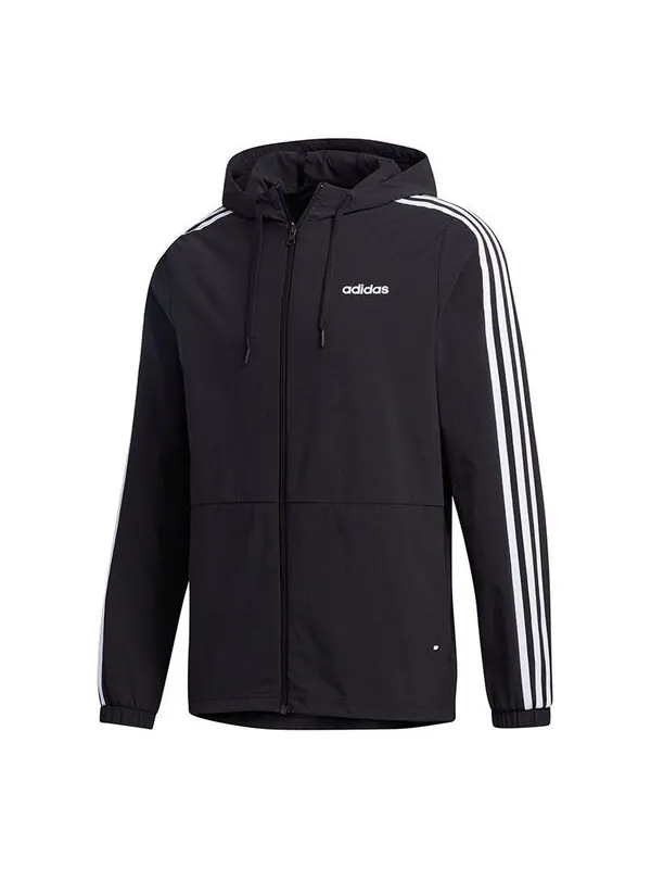Куртка neo m essential 3-stripes windbreaker - black Adidas — изображение 1 из 4, черный