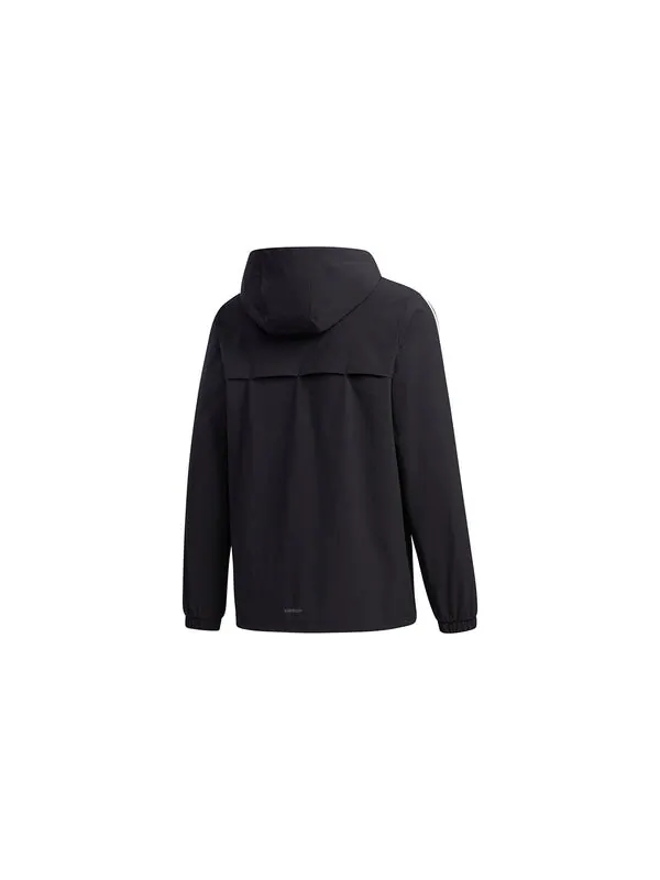 Куртка neo m essential 3-stripes windbreaker - black Adidas — изображение 2 из 4, черный