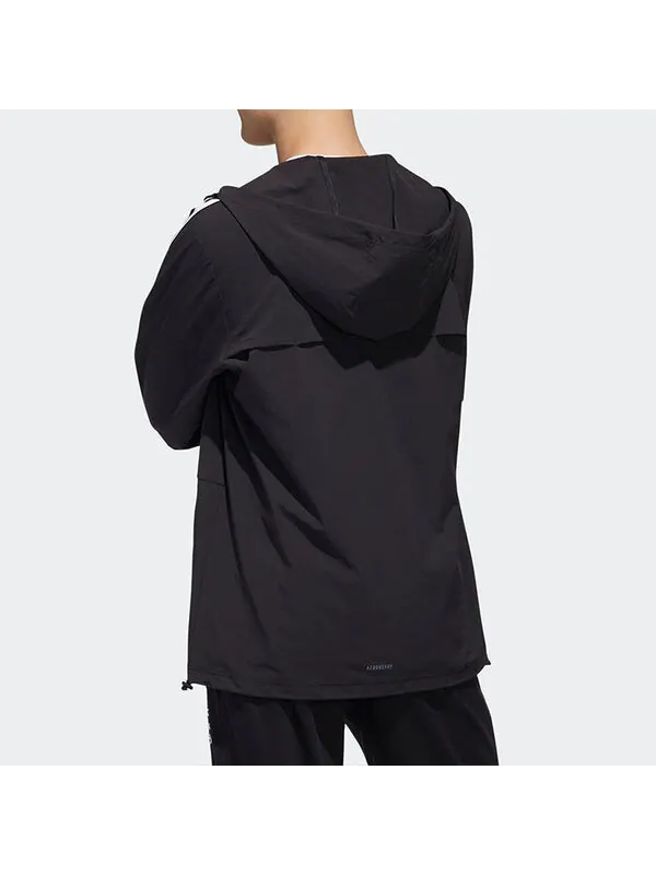 Куртка neo m essential 3-stripes windbreaker - black Adidas — изображение 4 из 4, черный