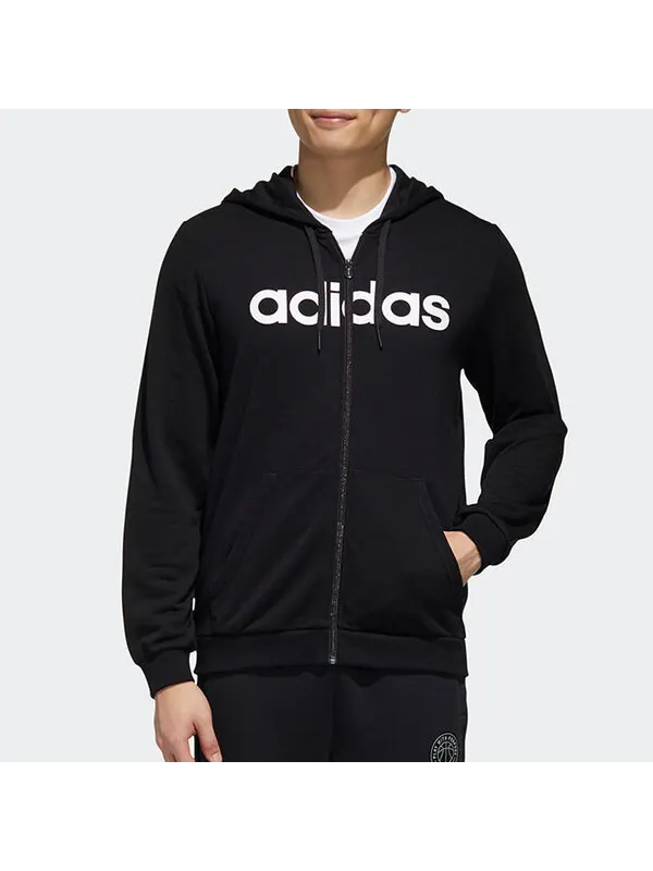 Толстовка neo alphabet printing casual sports zipper black Adidas — изображение 3 из 4, черный