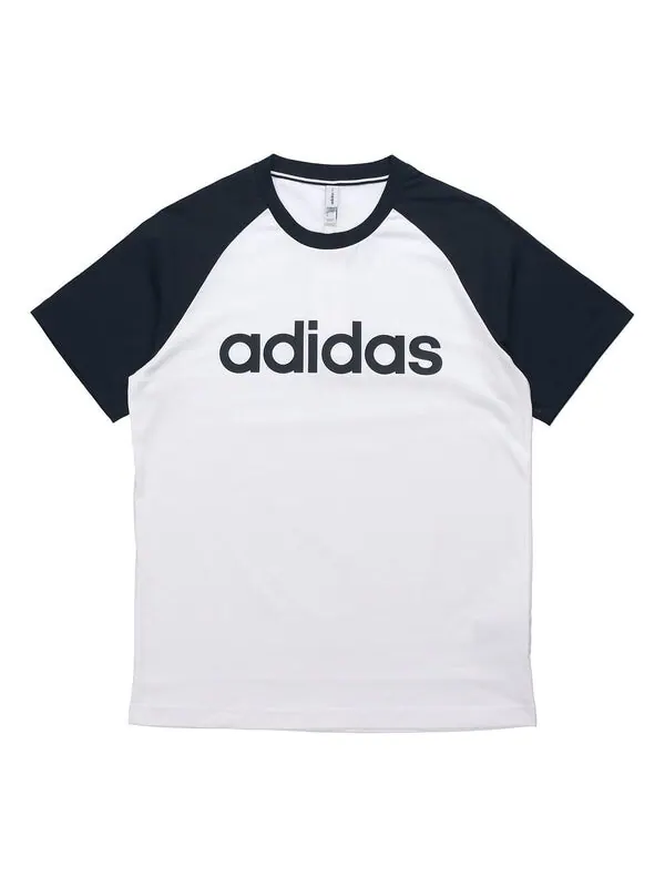 Футболка neo m esntl rgln t logo printing colorblock sports short sleeve white Adidas — изображение 1 из 4, белый