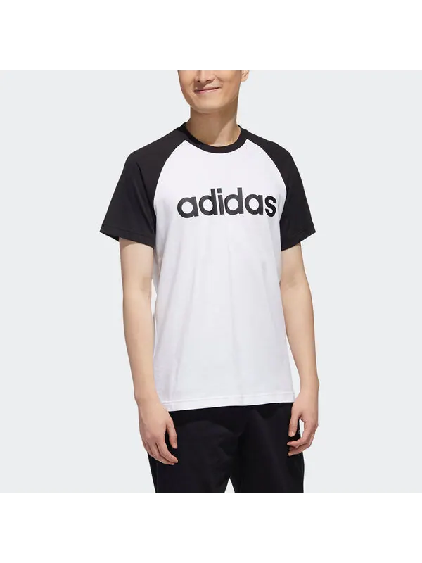 Футболка neo m esntl rgln t logo printing colorblock sports short sleeve white Adidas — изображение 3 из 4, белый