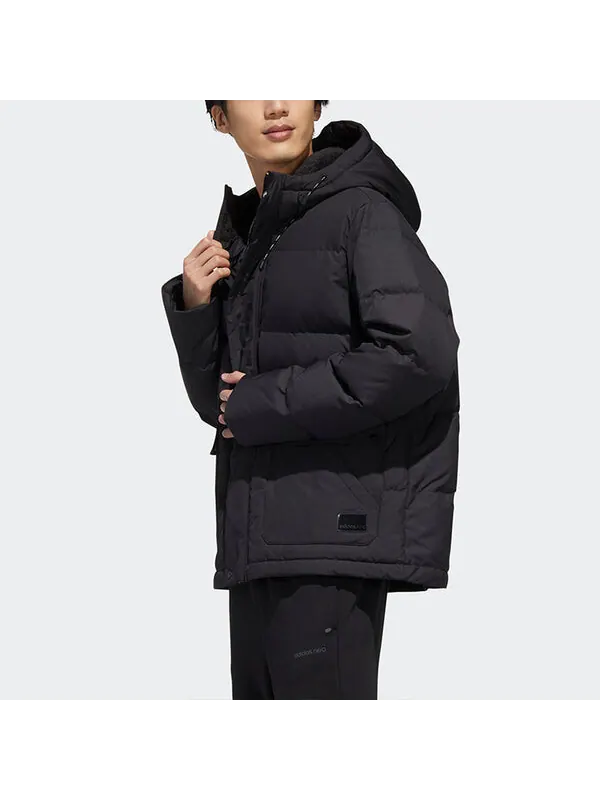Пуховик adidas neo M Hp Down Jkt1 Sports hooded down Jacket Black — изображение 4 из 4, черный