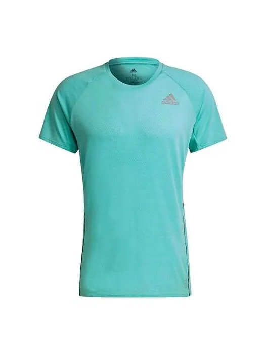 Футболка adi runner tee reflective sports round neck short sleeve mint green Adidas — изображение 1 из 4, зеленый