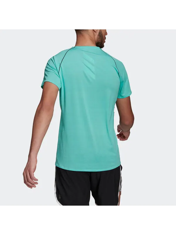 Футболка adi runner tee reflective sports round neck short sleeve mint green Adidas — изображение 3 из 4, зеленый