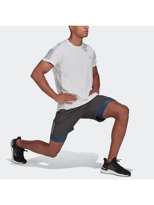Футболка mens own the run tee reflective crew-neck short sleeve white Adidas — изображение 2 из 4, белый
