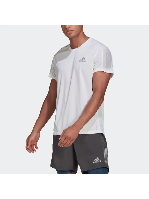 Футболка mens own the run tee reflective crew-neck short sleeve white Adidas — изображение 4 из 4, белый