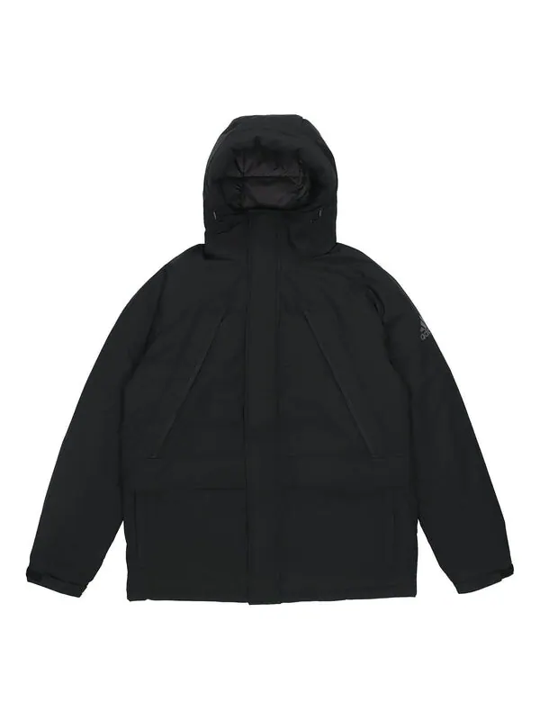 Пуховик adidas Stay Warm Outdoor Sports Zipper hooded down Jacket Black — изображение 1 из 4, черный