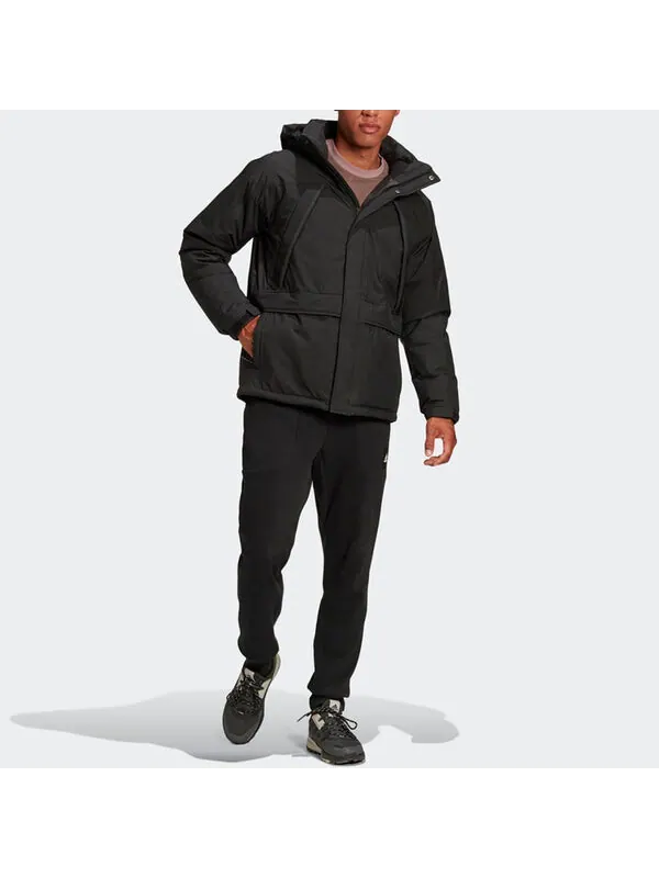 Пуховик adidas Stay Warm Outdoor Sports Zipper hooded down Jacket Black — изображение 3 из 4, черный