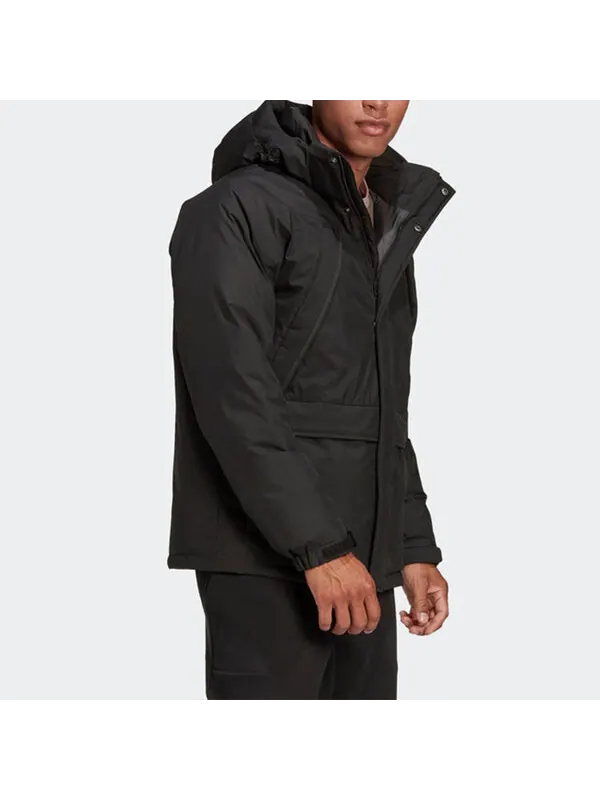 Пуховик adidas Stay Warm Outdoor Sports Zipper hooded down Jacket Black — изображение 4 из 4, черный