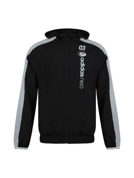 Куртка adidas neo Casual Windproof Sports Jacket Black — изображение 1 из 4, черный