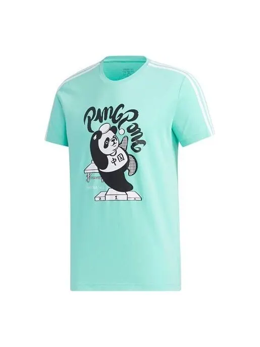 Футболка adidas neo Panda 3SGRX Tee Table Tennis Printing Slim Fit Short Sleeve Green — изображение 1 из 4, зеленый
