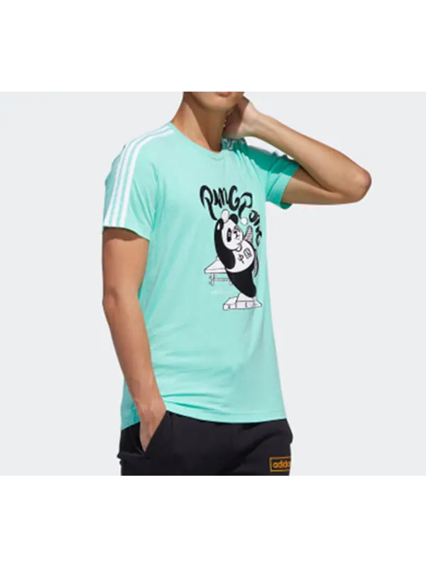 Футболка adidas neo Panda 3SGRX Tee Table Tennis Printing Slim Fit Short Sleeve Green — изображение 4 из 4, зеленый