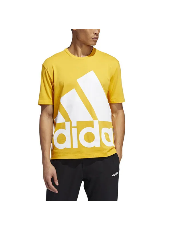 Футболка sports round neck casual alphabet short sleeve yellow Adidas — изображение 3 из 4, желтый