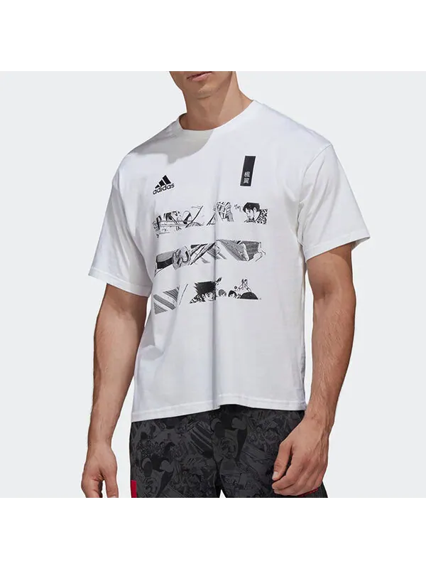 Футболка captsuba футболка повседневная спортивная с коротким рукавом белая Adidas — изображение 3 из 4, белый