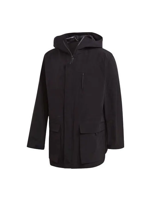 Куртка men's y-3 casual hooded windproof jacket black Adidas — изображение 1 из 4, черный