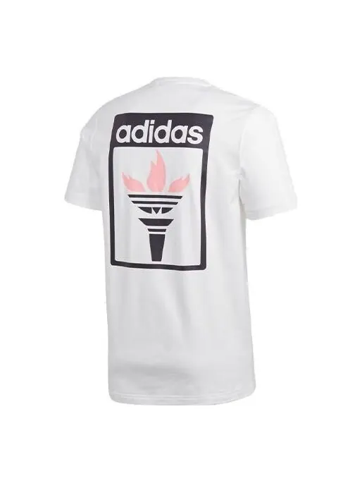 Футболка оригиналы с принтом пламени короткий рукав Adidas — изображение 1 из 4, белый