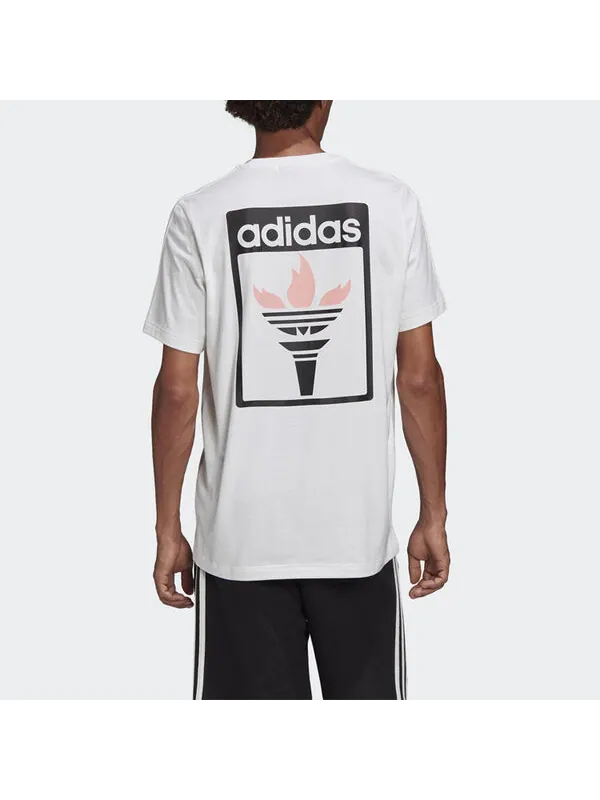 Футболка оригиналы с принтом пламени короткий рукав Adidas — изображение 3 из 4, белый