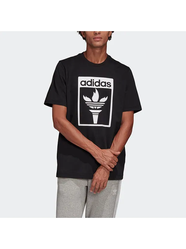 Футболка оригинальная футболка 1 логотип печать круглый вырез короткий рукав Adidas — изображение 3 из 4, черный