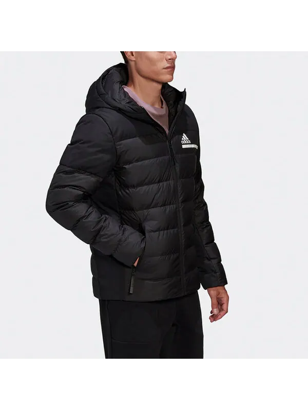 Пуховик adidas Outdoor Sports Slim Fit hooded down Jacket Black — изображение 4 из 4, черный