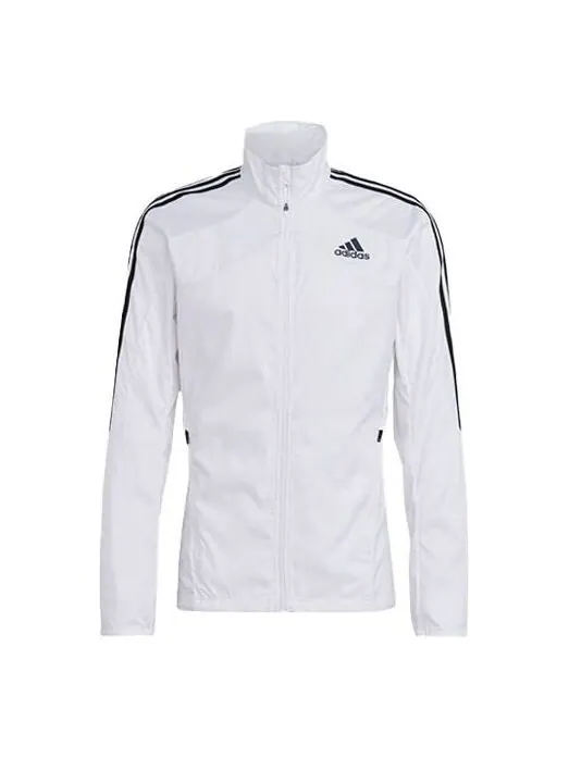 Куртка Men's adidas Marathon Jkt Logo Stripe Stand Collar White Jacket — изображение 1 из 4, белый