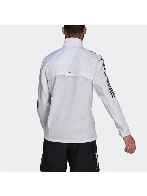 Куртка Men's adidas Marathon Jkt Logo Stripe Stand Collar White Jacket — изображение 3 из 4, белый